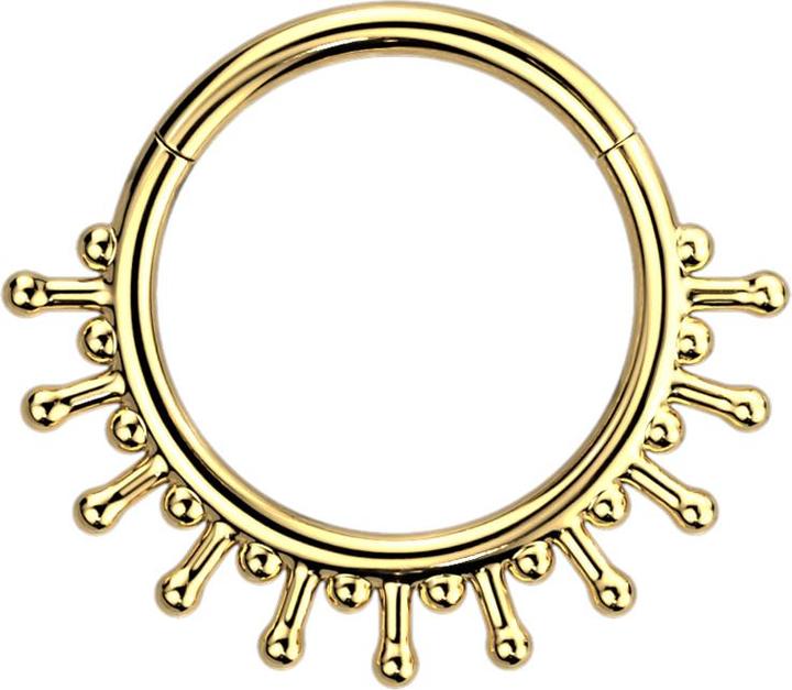 Star Piercing Micro Segmentring klappbar vergoldet elf Kugel auf Stab (ohne Messing, Chirurgenstahl 316L)