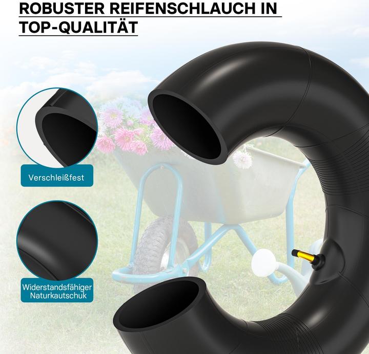 Produktbild Wiltec Schlauch Luftschlauch Rasenmäherreifen 16 x 6.50 – 8 Winkelventil Reifen Rad (Rasenmäher, Gartenmaschinen Ersatzteile)