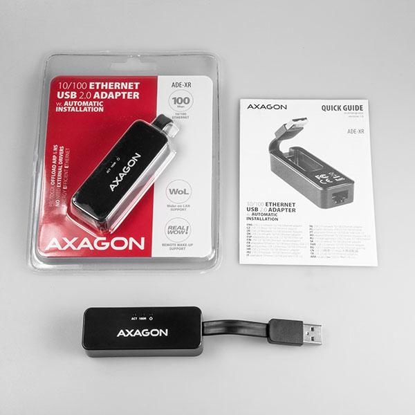 Image du produit Axagon ADE-XR Adaptateur Fast Ethernet 10/100 - USB 2.0 type A (USB 2.0, RJ45 (1x))