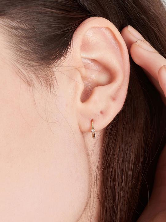 Actual product image Ania Haie 14Kt Gold Single Diamond Huggie Earrings (585 yellow gold)