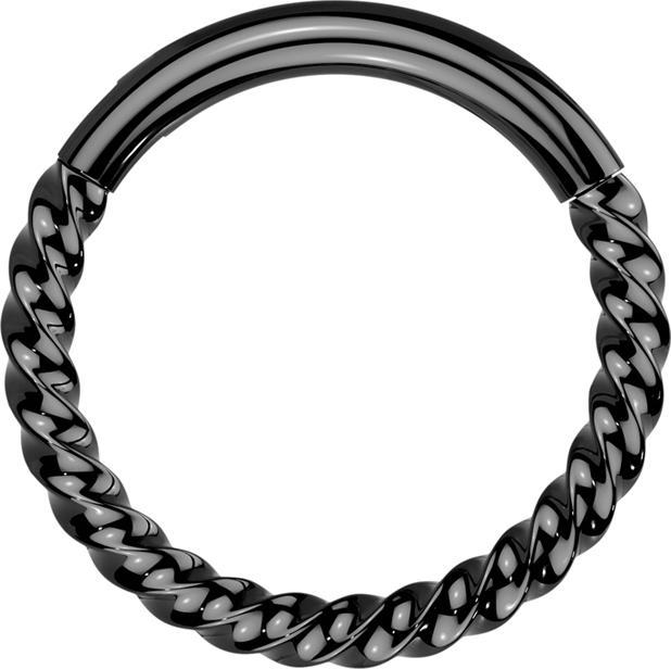 Produktbild Star Piercing Micro Segmentring klappbar geflochten schwarz (Titan G23)