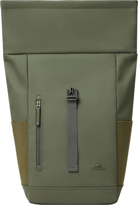 Immagine prodotto Rivacase Rolltop Eco Waterproof RPET PU Leather Backpack for Men and Women, Olive Green (17 l)