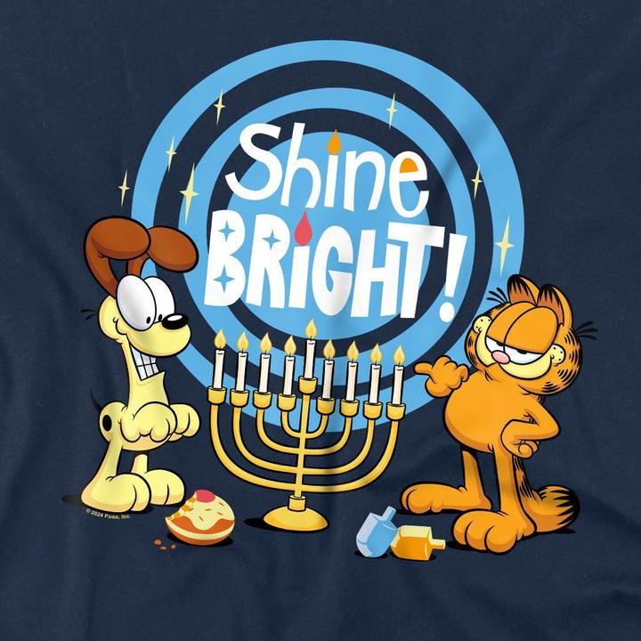 Actual product image Garfield Mens Shine Bright For Hanukkah Odie T-Shirt (XL)