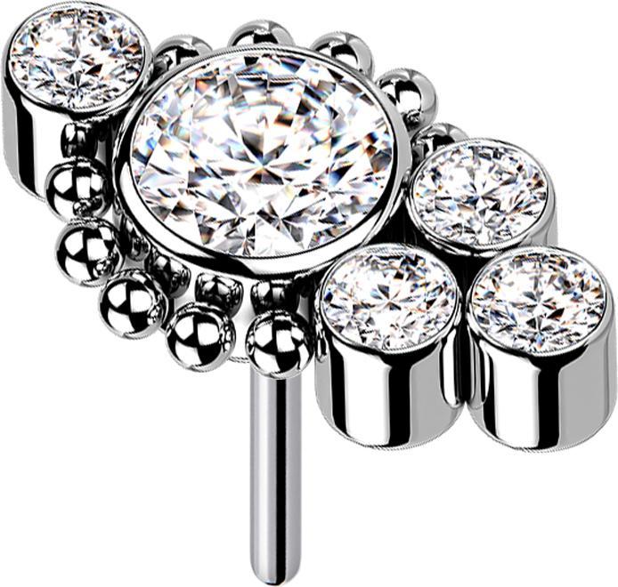 Immagine prodotto Star Piercing Anello in argento con otto cristalli (G23 in titanio senza ottone, Acciaio chirurgico 316Senza ottone)