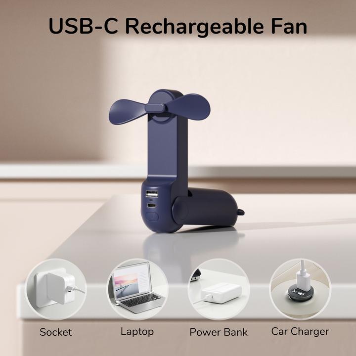 Actual product image Jisulife Handheld Fan Life8 blue