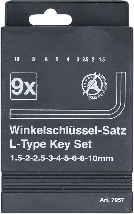 Actual product image BGS L-Type Wrench Set internal Hexagon 1.5 - 10 mm 9 pcs. (Allen screw)