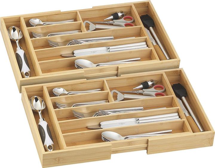 Image du produit Rosenstein & Söhne Lot de 2 range-couverts variables en bambou