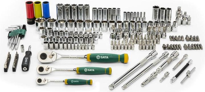 Produktbild SATA 180 Tlg. 1/4", 3/8" & 1/2" 6-Kant Steckschlüssel & Ratschenset (1/4", 3/8", 1/2")