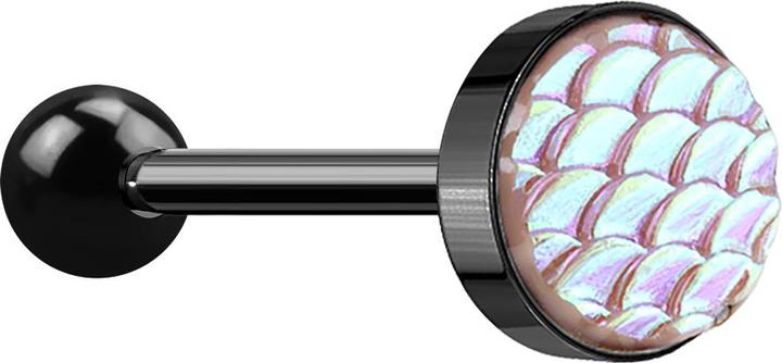 Immagine prodotto Star Piercing Barbell schwarz mit Fischschuppen pink (Acciaio chirurgico 316L)