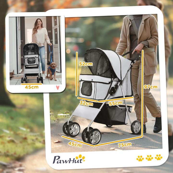 Immagine prodotto PawHut Carrello per cani con griglia (Cane, Pieghevole)