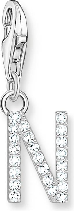 Thomas Sabo Charm-Anhänger Buchstabe N mit Weissen Steinen Silber (925er Silber)