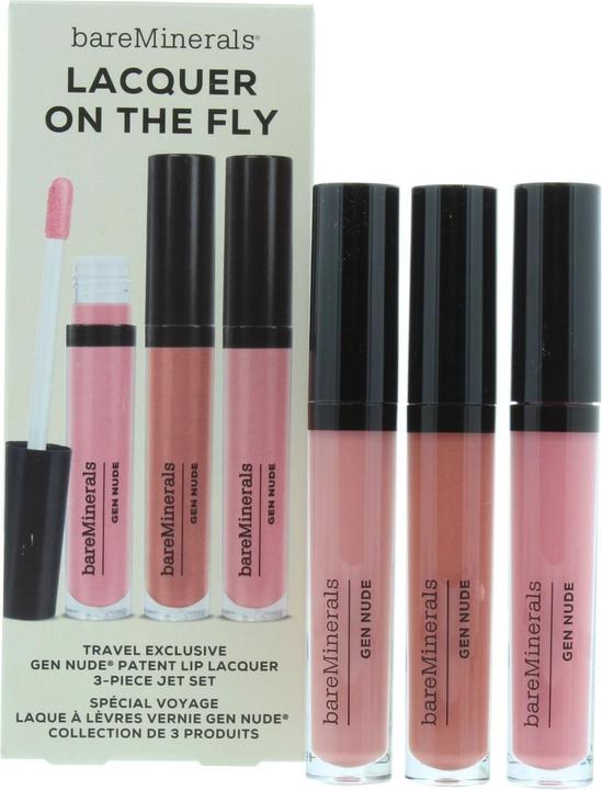 Actual product image Bare Minerals bareMinerals Gen Nude Lip Lacquer Trio Boxed Set of 3 Lip Glosses - Can't Even, Dahling, Major (3.7m