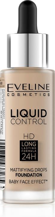 Eveline Liquid Control HD Mattifying Drops Foundation fond de teint matifiant pour le visage 040 Warm Beige (040 Beige chaud)