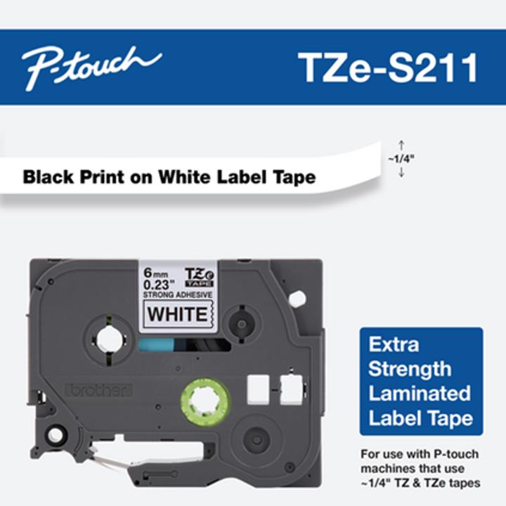 Actual product image Brother Tze-S211 (0.60 cm, White, Black)