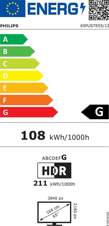 Energie-Label Philips 65PUS7855 Ambilight (65", LCD, 4K, 2020)