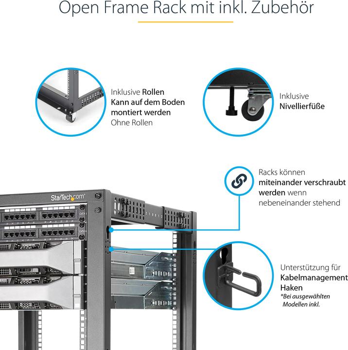 Produktbild StarTech 12HE 4 Pfosten Open Frame (12 HE, 19 Zoll Rack)