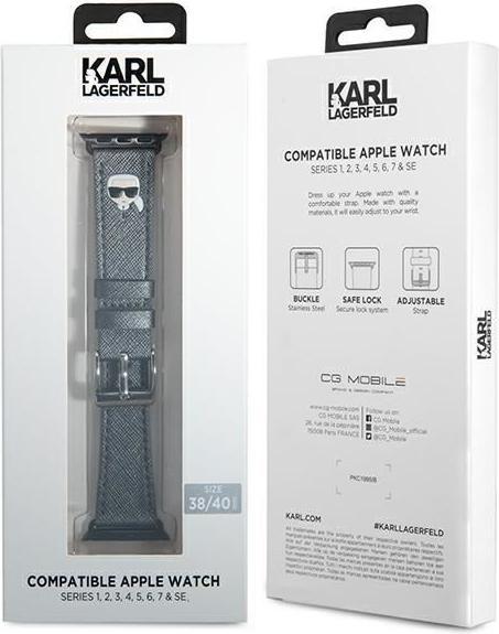 Immagine prodotto Karl Lagerfeld Teste di Karl (38 mm, 40 mm, 41 mm, Saffiano, Apple Watch Series 1, Apple Watch Series 2, Apple Watch Series 3, Apple Watch Serie 4, Apple Watch Serie 5, Apple Watch Serie 6, Apple Watch Series 7, Apple Watch Series 8, Apple Watch Series 9, Apple Watch SE)