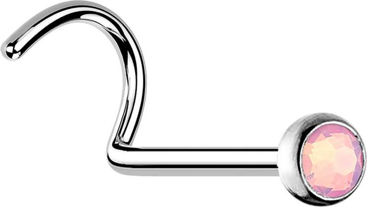 Produktbild Star Piercing Nasenstecker gebogen silber mit Opal pink (Chirurgenstahl 316L, ohne Messing)