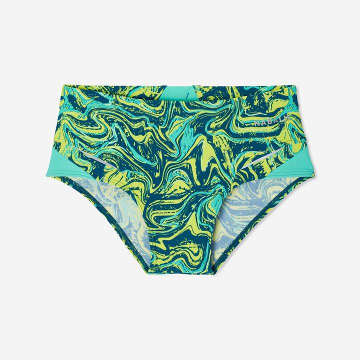 Produktbild Nabaiji Badehose Slip Herren Kastenform - 900 Print gelb/grün (XL)
