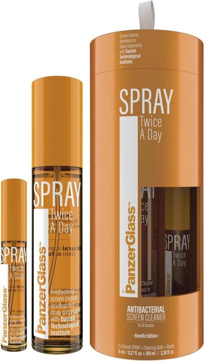 PanzerGlass Displayreiniger Spray Twice A Day 8 + 100 ml Bundle