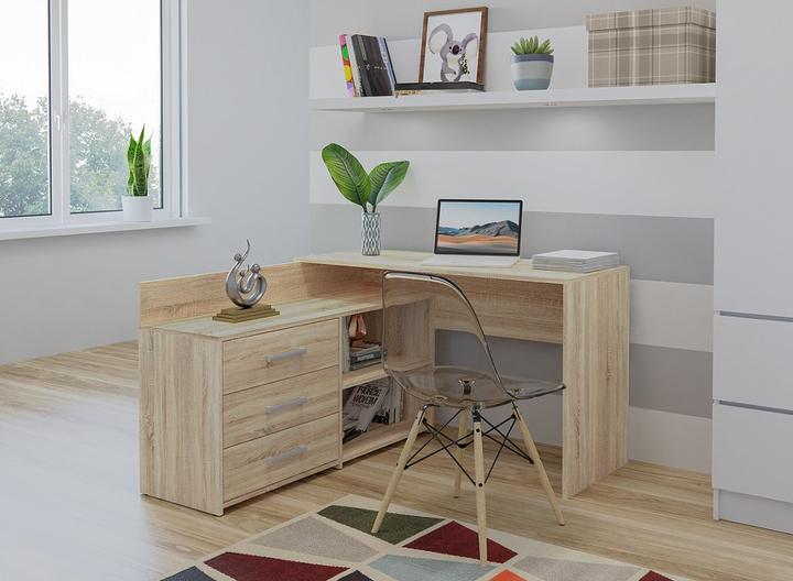 Produktbild Topeshop Biurko narożne + komoda DANY 120x50xH76 sonoma (50 x 120 x 76 cm)