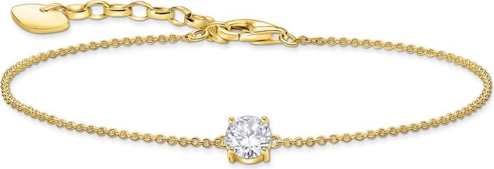Thomas Sabo Armband mit weissem Zirkonia-Anhänger vergoldet (19 cm, 750 Gelbgold Vergoldung, 925 Sterlingsilber)