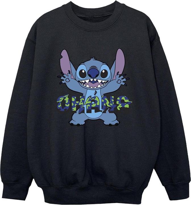 Disney Lilo And Stitch Ohana Blue Glitch Sweatshirt Jungen