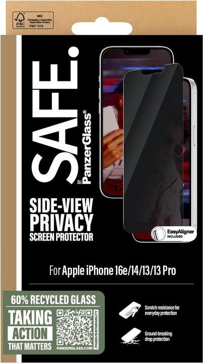 Produktbild PanzerGlass SAFE. Privacy Screen Protector (1 Stück, Apple iPhone 14, Apple iPhone 13, Apple iPhone 16e, Apple iPhone 13 Pro)