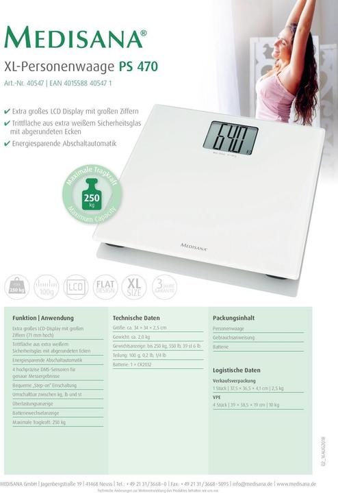 Immagine prodotto Medisana PS470 XL (250 kg)
