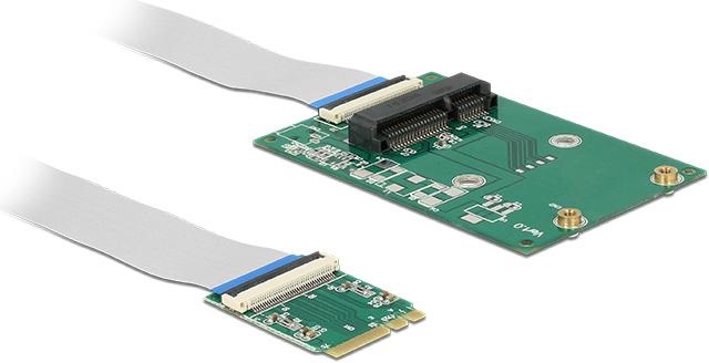 Produktbild Delock Konverter M.2 Key A+E Stecker > 1 x Mini PCIe Slot half size / full size mit flexiblem Kabel