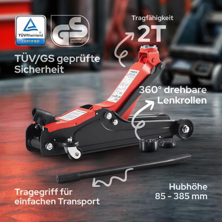 Actual product image Arebos 2t Hydraulischer Rangierwagenheber mit Gummiauflagen