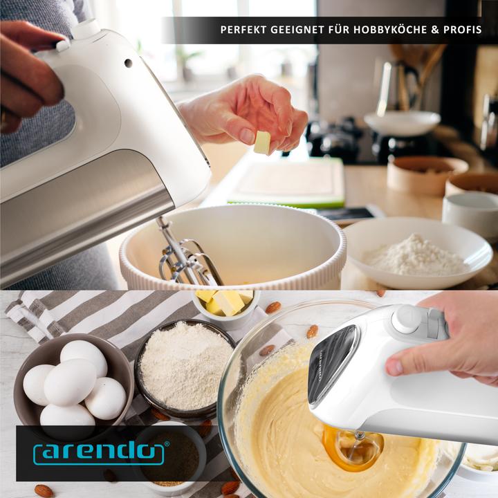Immagine prodotto Arendo Impastatrice a mano, impastatrice elettrica a mano con 2 fruste e 2 ganci per impasto in acciaio (500 W)