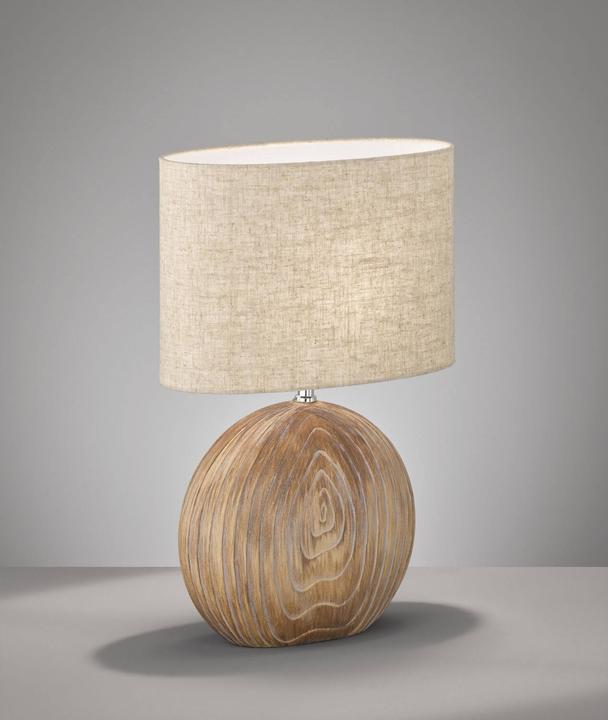 Actual product image Fischer & Honsel Honsel table lamp Tobse - wood-coloured/fabric shade linen sand-coloured (50608) (E27)