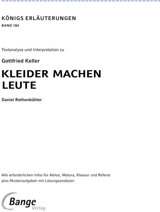 Immagine prodotto Kleider machen Leute von Gottfried Keller- Textanalyse und Interpretation (Tedesco, Cantina Gottfried, Daniel Rothenbühler, 2023)