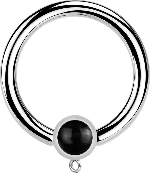 Produktbild Star Piercing Micro Closure Ring silber mit Zylinder Türkis Stein Ring für Anhänger (ohne Messing, Mineralisch, Chirurgenstahl 316L)