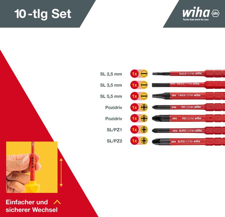 Produktbild Wiha Schraubendreher und Bit Set (Schlitzschrauben, Pozidriv-Kreuzschlitz (PZ))