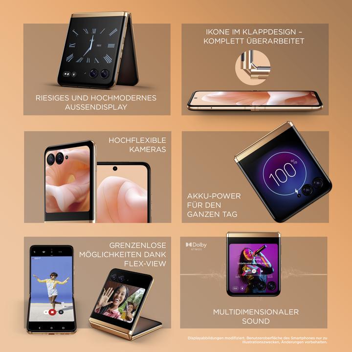 Actual product image Motorola Razr 40 Ultra Orange (256 GB, Peach Fuzz, 6.90", SIM + eSIM, 12.58 Mpx, 5G)