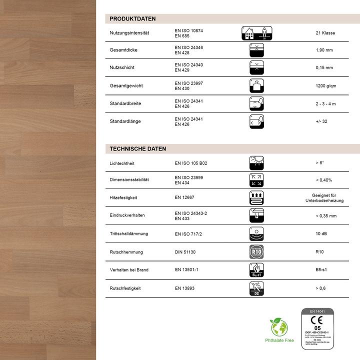 Nährwerte und Zutaten Karat Buche-Optik 101S (Vinylboden)