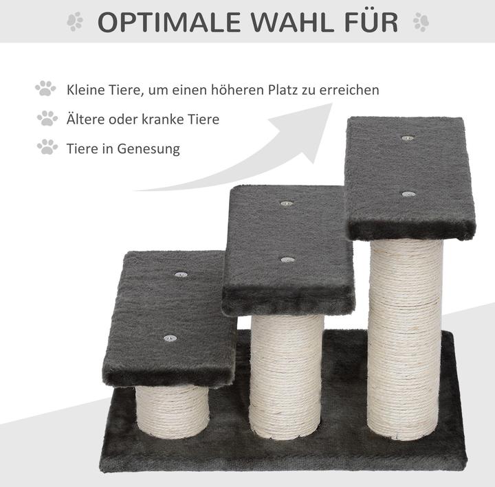 Produktbild PawHut Katzentreppe mit 3 Stufen (34 cm, Grau)