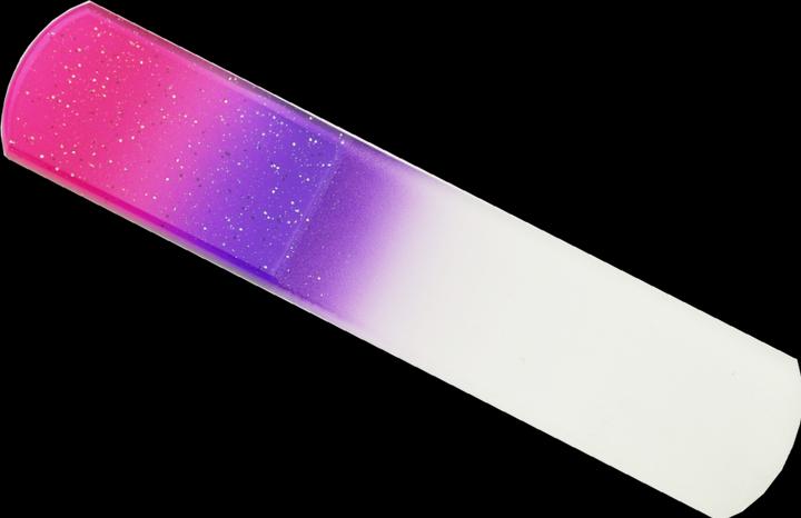 Pediküre-Glasfeile, doppel- seitig, magenta/violett mit Glitter, Länge: 13,5cm