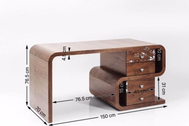 Actual product image Kare Design Desk Soft Snake Walnut 150x70cm (150 x 70 x 76 cm)