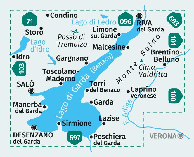 Energie-Label Wanderkarte 102 Gardasee, Lago di Garda, Lake Garda, Monte Baldo 1:50.000