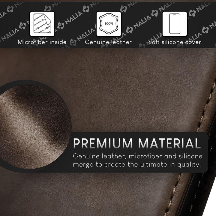 Actual product image Nalia Genuine leather flip case cover with magnetic fastener (Apple iPhone 15 Plus)