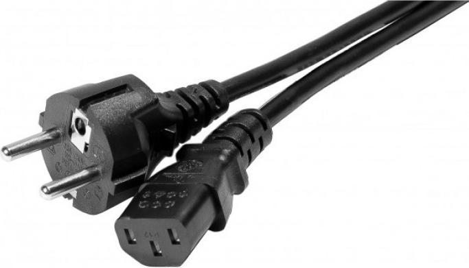 Actual product image Tecline Mains connection cable, Schuko plug straight to IEC socket, black, 1.8 m Mains connection cable for (1.80 m)