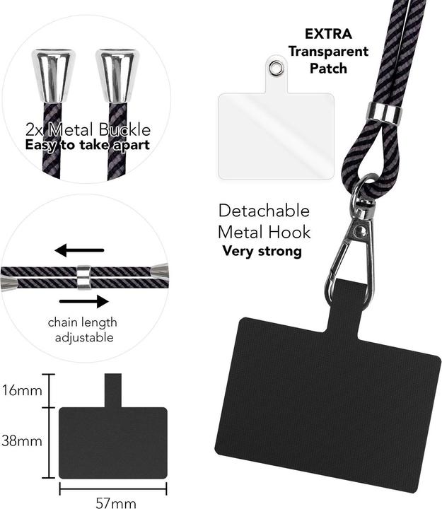 Actual product image Nalia Universal mobile phone necklace with pad