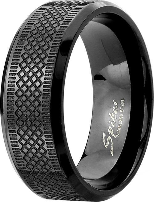 Produktbild Star Piercing Ring schwarz gerillt (Chirurgenstahl 316L)