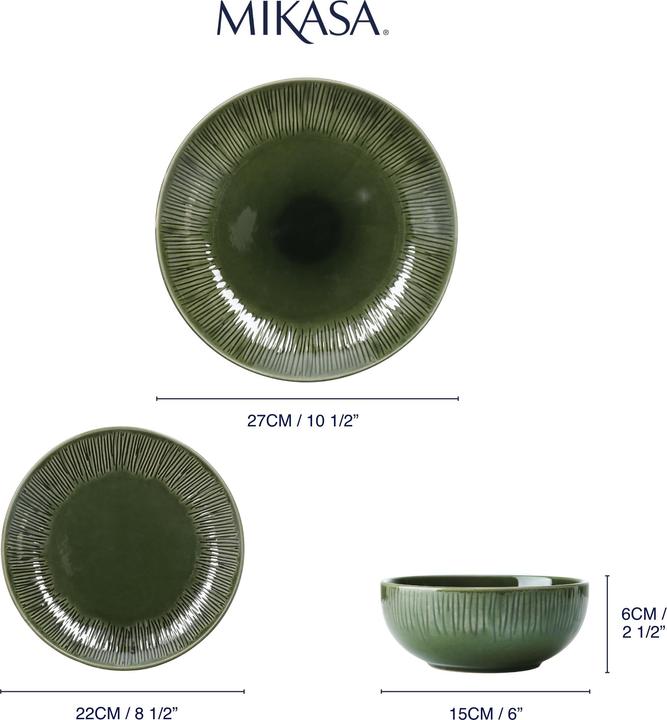 Produktbild Mikasa Jardin 12-Piece Stoneware Dinner Set, Green (12 Stück)