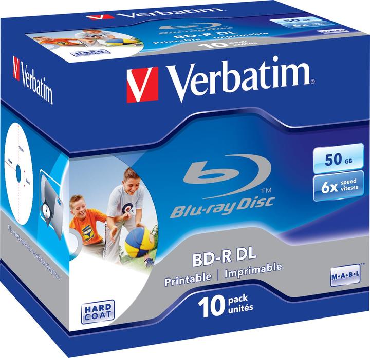 Image du produit Verbatim 1x10 BD-R Blu-Ray 50GB 6x vitesse imprimable Jewel Case (10 x)