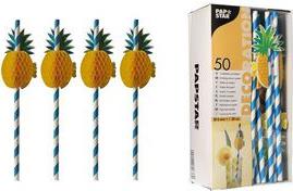 Immagine prodotto Papstar Cannuccia di carta "Ananas", 200 mm, blu/bianco in carta, lunghezza: 200 mm, diametro: 6 mm, afterha (50 x)