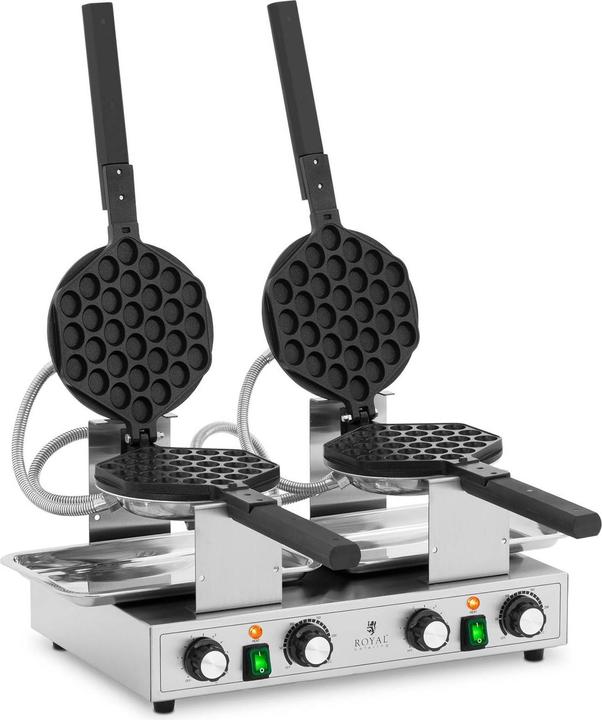 Produktbild Royal Catering Bubble Waffeleisen Waffelmaschine Waffelautomat 2 x 1400 W 50 - 250 °C 0 - 5 min